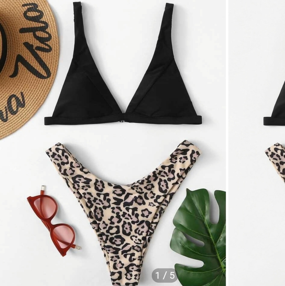 🆕 SHEIN TRIANGLE TOP WITH LEOPARD BOTTOM BIKINI